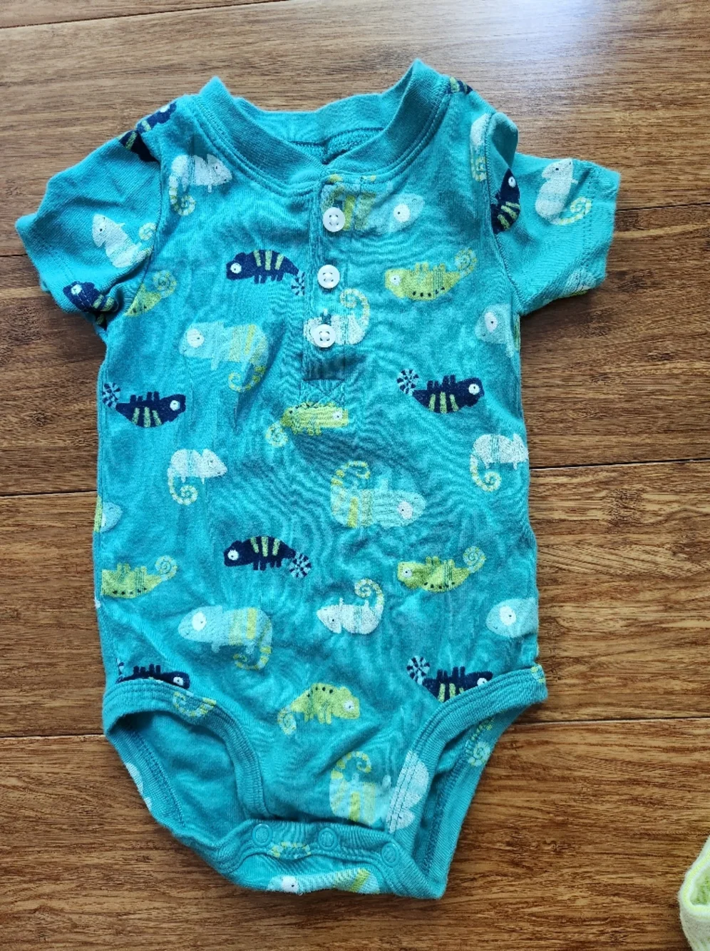 Lot Of 3 Carter's Chameleon Baby One-Piece Bodysuit And Shirt, 9 Months